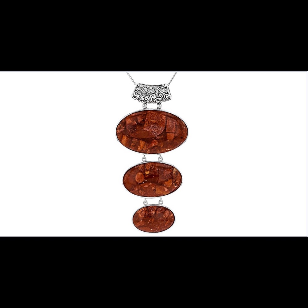 Red Coral Sterling Silver With Chain